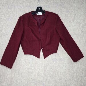Vintage Sagamore Way Cropped Wool Jacket Burgundy Size 9/10 Button Down Lined
